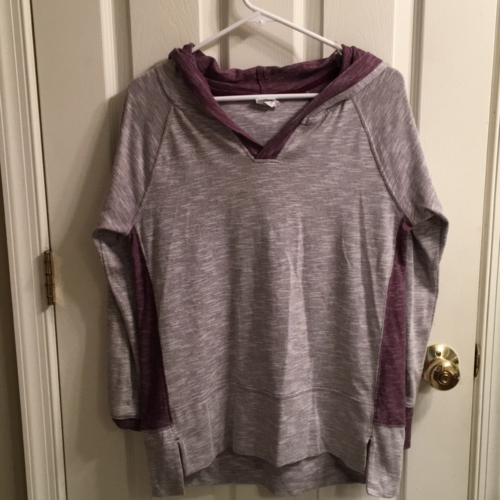 Heather Purple workout pullover hoodie.